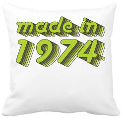 printfashion made-in-1974-green-grey - Párnahuzat, Díszpárnahuzat - Fehér (484914)