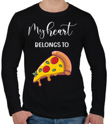 printfashion Szeretlek Pizza - Férfi hosszú ujjú póló - Fekete (6016254)