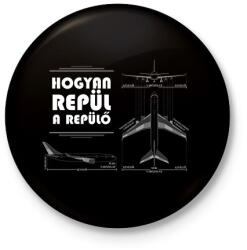 printfashion Hogyan repül a levegő - Kitűző, hűtőmágnes - Fekete (7687735)