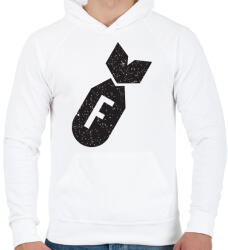 printfashion F bomb - Férfi kapucnis pulóver - Fehér (2016032)