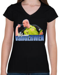 printfashion Michael van Gerwen - Női V-nyakú póló - Fekete (15545586)