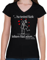 printfashion Szerelmes idézet Szerelmeseknek - Női V-nyakú póló - Fekete (4773320)