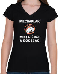 printfashion Megcsaplak, mint hiénát a dögszag - Női V-nyakú póló - Fekete (10883692)