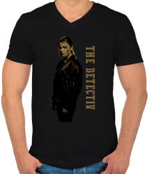 printfashion DETECTIV - Férfi V-nyakú póló - Fekete (1509864)
