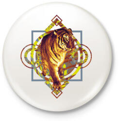 printfashion Tigris - Kitűző, hűtőmágnes - Fehér (5650774)