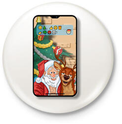 printfashion Santa Claus - Selfie - Kitűző, hűtőmágnes - Fehér (16778186)