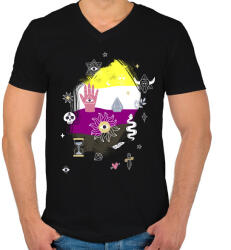 printfashion Mágikus nembináris - Férfi V-nyakú póló - Fekete (5219247)