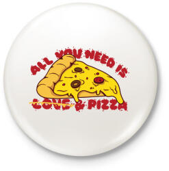 printfashion All you need is pizza - Kitűző, hűtőmágnes - Fehér (5072353)