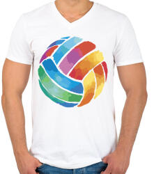 printfashion Röplabda - Férfi V-nyakú póló - Fehér (12043307)
