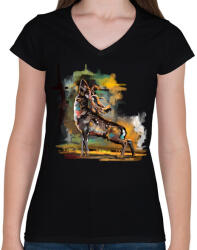 printfashion damvad festmeny - Női V-nyakú póló - Fekete (5589737)