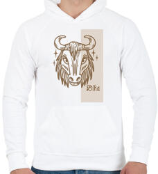 printfashion Bika horoszkóp - Férfi kapucnis pulóver - Fehér (6268884)