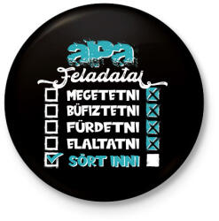 printfashion Apa feladatai - fehér szöveg - Kitűző, hűtőmágnes - Fekete (16137330)