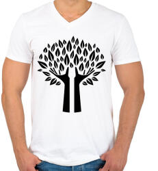 printfashion Fa - Férfi V-nyakú póló - Fehér (12025937)