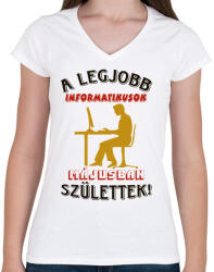 printfashion Informatikus férfi szülinapja május - Női V-nyakú póló - Fehér (5615992)
