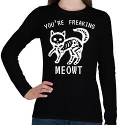 printfashion Freaking meowt - Női hosszú ujjú póló - Fekete (7852200)