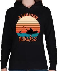printfashion Legjobb horgász - Női kapucnis pulóver - Fekete (4836759)