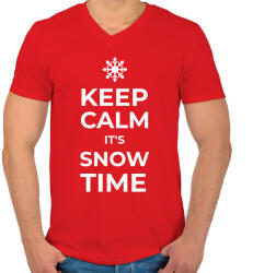 printfashion IT'S SNOW TIME - Férfi V-nyakú póló - Piros (9550798)