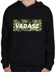 printfashion Vadász logó - Gyerek kapucnis pulóver - Fekete (1619909)