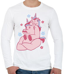printfashion Unikornis apa - Férfi hosszú ujjú póló - Fehér (14705988)