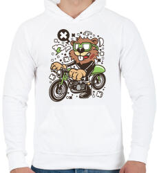 printfashion Motoros Rágcsávó - Férfi kapucnis pulóver - Fehér (2247231)