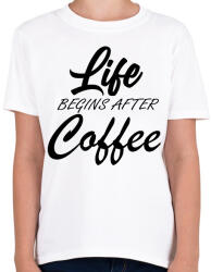 printfashion coffee begins - Gyerek póló - Fehér (6155360)