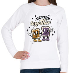 printfashion Retro páros - vajas és lekváros kenyér - Női pulóver - Fehér (11705884)