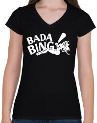 printfashion bada bing - Női V-nyakú póló - Fekete (426421)