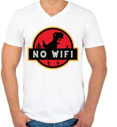 printfashion Jurassic p - No wifi - Férfi V-nyakú póló - Fehér (5594798)