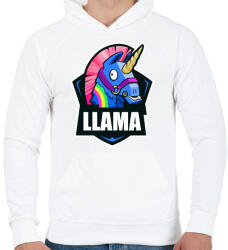 printfashion Fortnite LLÁMA - Férfi kapucnis pulóver - Fehér (965378)