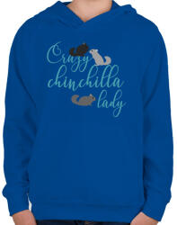 printfashion Őrült csincsillás hölgy - Gyerek kapucnis pulóver - Királykék (14475639)