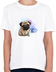 printfashion I love my pug - Gyerek póló - Fehér (14202650)