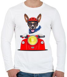 printfashion Jack Russel motorozik - Férfi hosszú ujjú póló - Fehér (1021081)