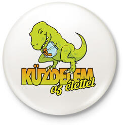 printfashion Dínó küzdelem - Kitűző, hűtőmágnes - Fehér (11680733)