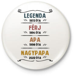 printfashion Legenda, férj, apa, nagypapa - Kitűző, hűtőmágnes - Fehér (13605336)
