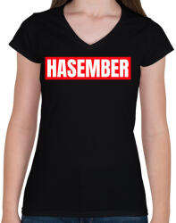 printfashion HASEMBER - Női V-nyakú póló - Fekete (10462467)