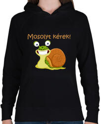 printfashion Mosolyt kérek - Női kapucnis pulóver - Fekete (13903814)