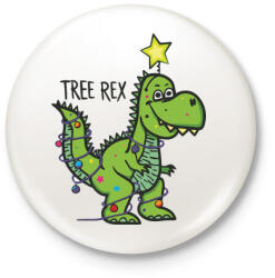 printfashion Tree-rex - Kitűző, hűtőmágnes - Fehér (3082484)