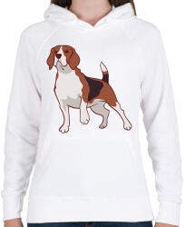 printfashion Beagle - Női kapucnis pulóver - Fehér (6351006)