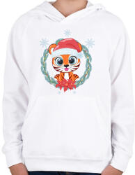 printfashion Tigris baba karácsonya - Gyerek kapucnis pulóver - Fehér (5590278)