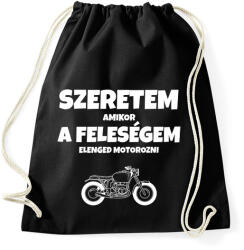 printfashion Szeretem, amikor a feleségem elenged motorozni - Sportzsák, Tornazsák - Fekete (11495459)