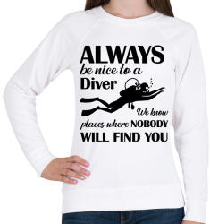 printfashion Always be nice to a diver - Fekete - Női pulóver - Fehér (6987978)