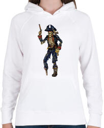 printfashion Csontváz Kalóz - Női kapucnis pulóver - Fehér (1786631)