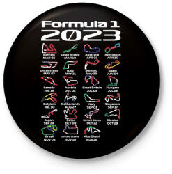 printfashion Formula 1 2023 versenynaptár (Angol) - Kitűző, hűtőmágnes - Fekete (11766075)