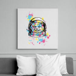 printfashion Asztronauta macska - Vászonkép - Fehér (6628363)