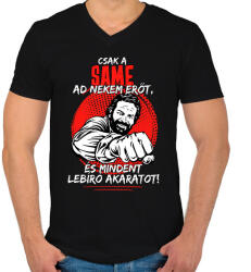 printfashion Csak a same ad nekem erőt - Férfi V-nyakú póló - Fekete (7623334)