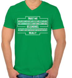 printfashion Trust me. . . - Férfi V-nyakú póló - Zöld (459142)