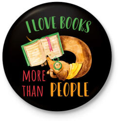 printfashion I love books - more than people - Kitűző, hűtőmágnes - Fekete (7261064)