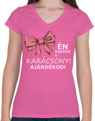 printfashion Karácsonyi ajándék - kislány - Női V-nyakú póló - Rózsaszín (15127855)