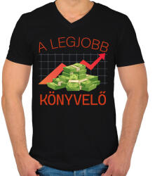 printfashion A legjobb könyvelő - Férfi V-nyakú póló - Fekete (6541814)