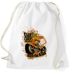 printfashion Turbo Chicks Reloaded Burn The Road motorkerékpár - Sportzsák, Tornazsák - Fehér (4634147)